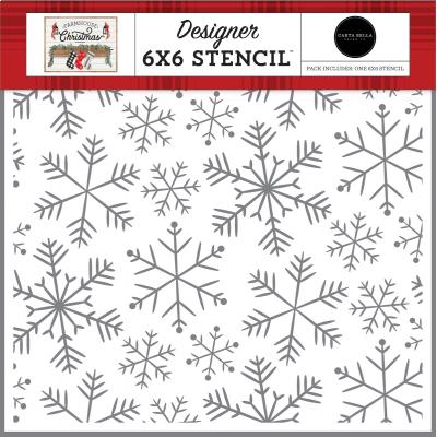 Carta Bella Farmhouse Christmas Stencil - Merry Snowflakes